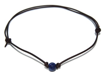 Lederband mit Edelstein als Kette und Armband tragbar