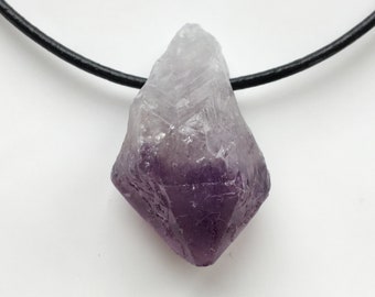 Amethyst Kette Edelstein mit Leder-/Baumwollband