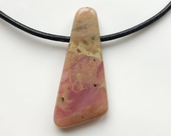 Pinkopal Kette Edelstein mit Leder-/Baumwollband