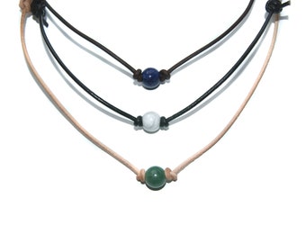 Lederband mit Edelstein als Kette und Armband tragbar