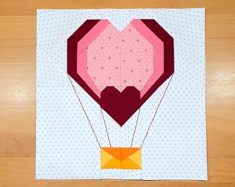 Heart Balloon "An Email For You" Foundation Paper Piecing Block FPP Valentine's Day Heart