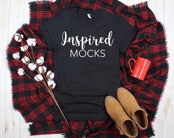 Christmas Mockup Bella Canvas 3001 Black Unisex Jersey