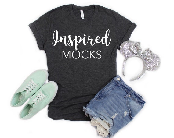 Disney Mockup Bella Canvas 3001 Dark Heather Gray