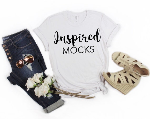 Spring T-Shirt Mockup Bella Canvas 3001 White Shirt