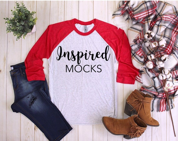 Raglan Mockup Next Level 6051 Baseball Tee Shirt