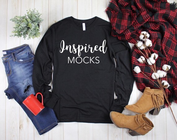 Bella Canvas 3501 Black T-Shirt Mockup Digital