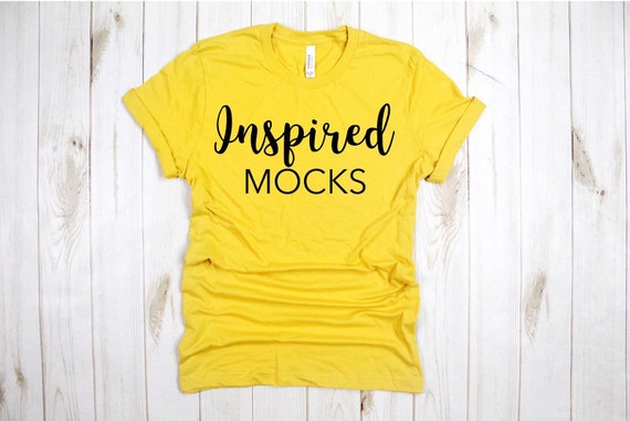 Download Free T-Shirt Mockup Bella Canvas 3001 Maize Yellow Shirt (PSD) - Free Download PSD Mockup Design ...