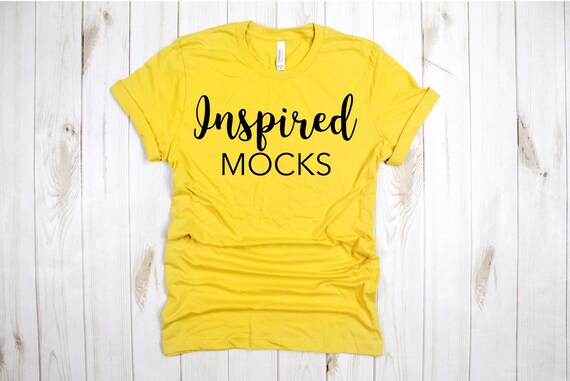 Download T Shirt Mockup Bella Canvas 3001 Maize Yellow Shirt Mockups Free Shirt Psd Templates