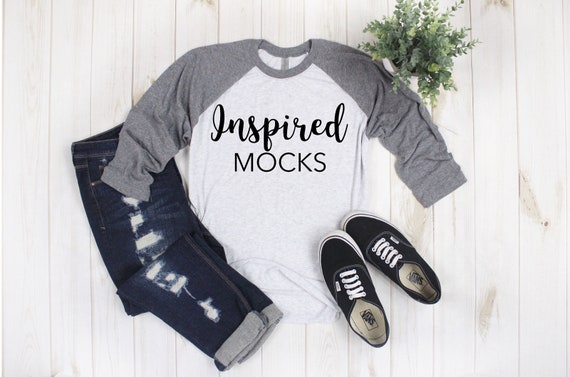 Raglan Mockup Next Level 6051 White And Grey Raglan Mockup Next Level 6051 White And Grey