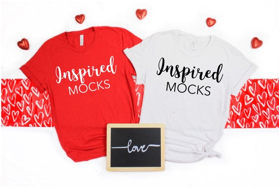 Valentines Day Mockup Bella Canvas 3001 Red Valentines Day Mockup Bella Canvas 3001 Red