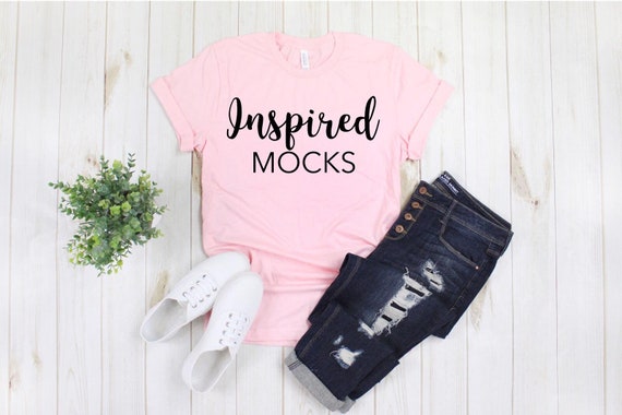 Bella Canvas 3001 Pink T-Shirt Mock Up Shirt