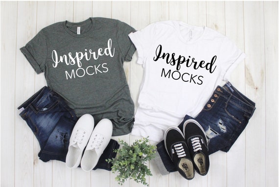 Download Family T-Shirt Mock Up Bella Canvas 3001 Deep - Marry Chr | Free Mockups Download
