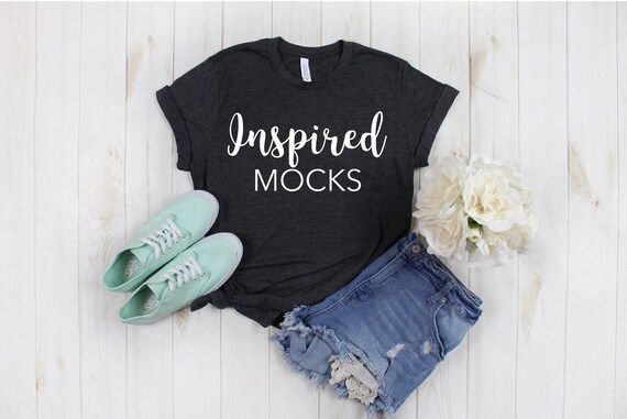 Bella Canvas 3001 Dark Heather Grey T-Shirt Mockup