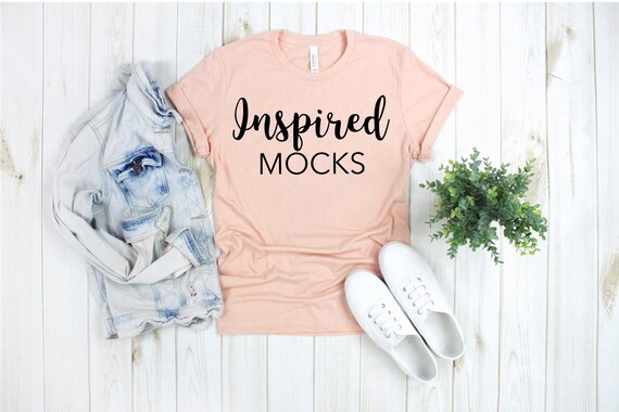 T-Shirt Mock Up Bella Canvas 3001 Heather Peach