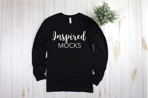 Bella Canvas 3501 Black Long Sleeve T-Shirt Mockup