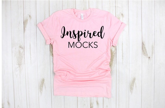 Spring Mockup Bella Canvas 3001 Pink T-Shirt Mock