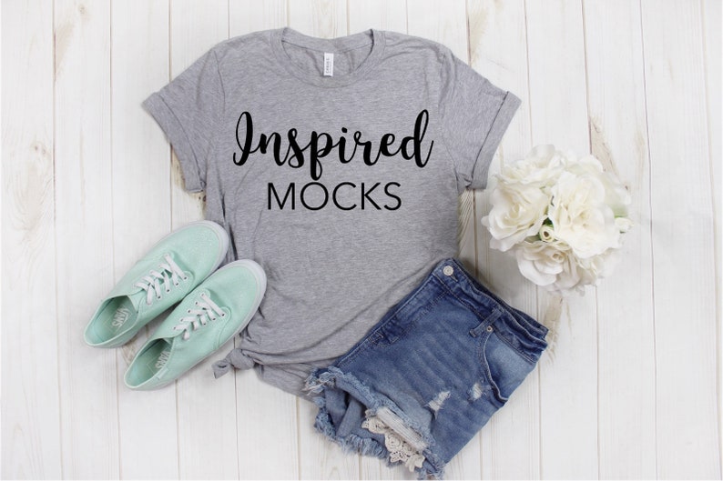 Bella Canvas 3001 Athletic Heather T Shirt Mockup Shirt Etsy