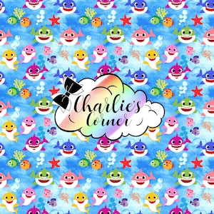 Shark Song Seamless, Sharks, Ocean, Fish, Digital Paper, File for Fabric Printing, Faux Leather Printing, Vinyl Printing