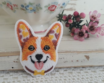 Applikation HUND-BLUMEN-Stickaufbügler, Patch,Bügelbild,Aufnäher