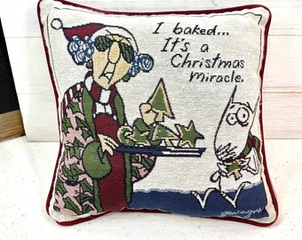 Coussin De Noël Vintage Maxine Shoebox - 12x12 Pouces, Motif Cuisson De Cookies