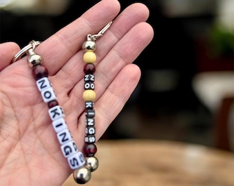 No Kings Protest Beaded Keychain Purse Charm