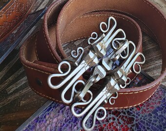 Artisan Made Nail Filigree Belt Buckle, vintage belt buckle