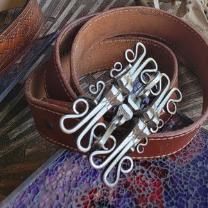 Artisan Made Nail Filigree Belt Buckle, vintage belt buckle