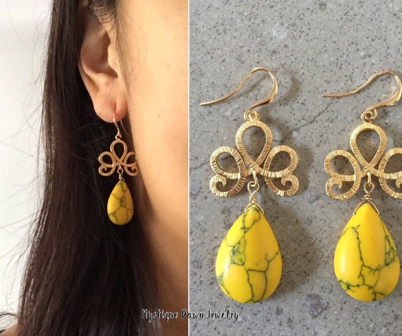 Teardrop Earring Mosaic Teardrop Gold Hoop Earring,Mozaic Hoop Earring,Dangle Earring,Gold Hoop Earring,Mystique Dawn,Gold Filled Earrings
