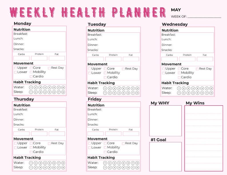Weekdays Only Weekly Health Planner Workout Tracker Nutrition weekdays-only-weekly-health-planner-workout-tracker-nutrition