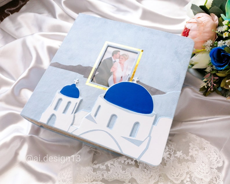 romantic scrapbooking album fotoalbum Album Customized wedding Scrapbook album Santorini photo album engaged gift Wedding photo album