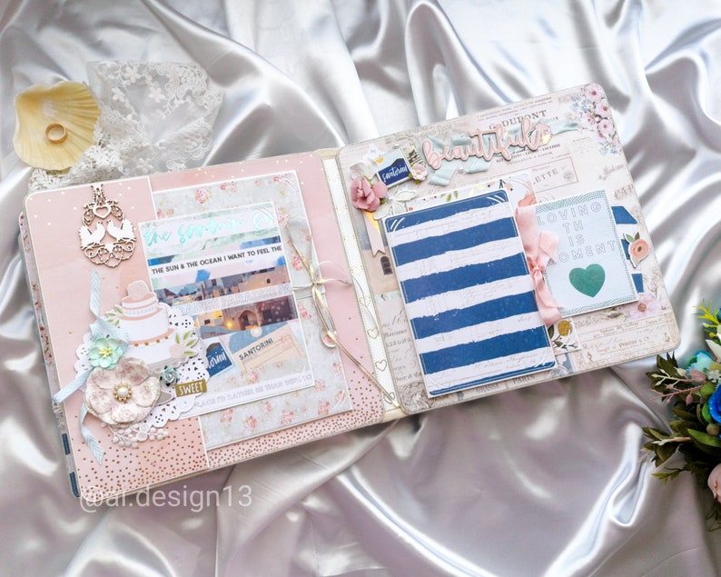 romantic scrapbooking album fotoalbum Album Customized wedding Scrapbook album Santorini photo album engaged gift Wedding photo album