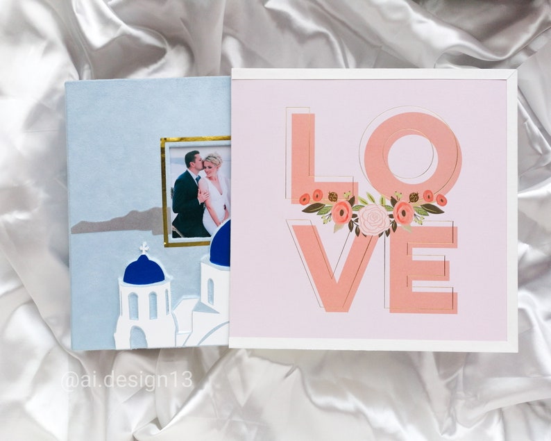 romantic scrapbooking album fotoalbum Album Customized wedding Scrapbook album Santorini photo album engaged gift Wedding photo album