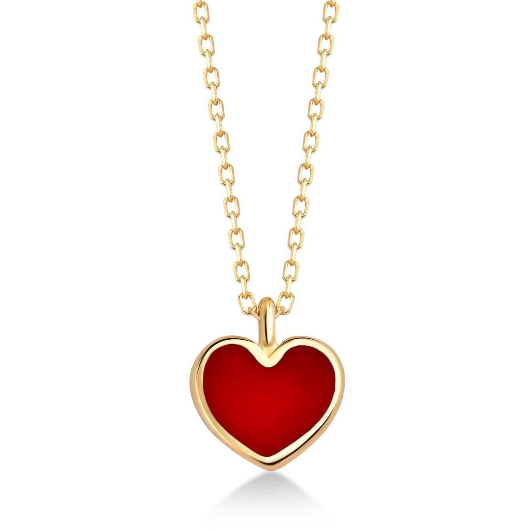 Small Red Heart Necklace / Handmade Heart Pendant in 14K Gold Etsy