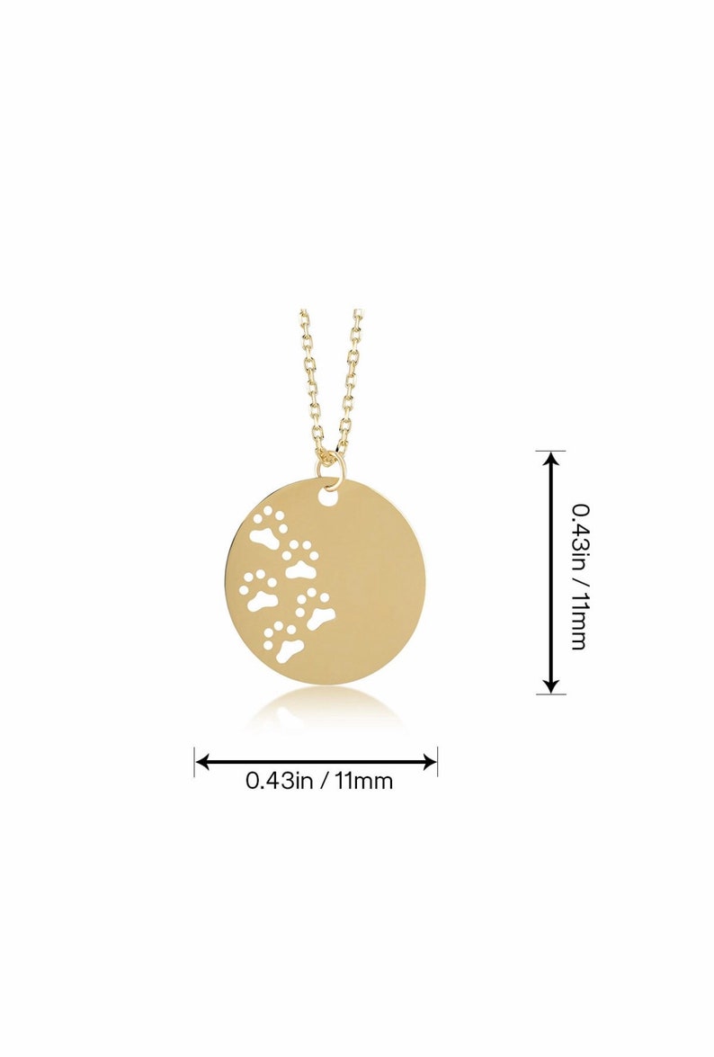 14k Gold Paw Necklace 14k Gold Disc Necklace 14k Gold Small Circle Necklace Round Plate Necklace