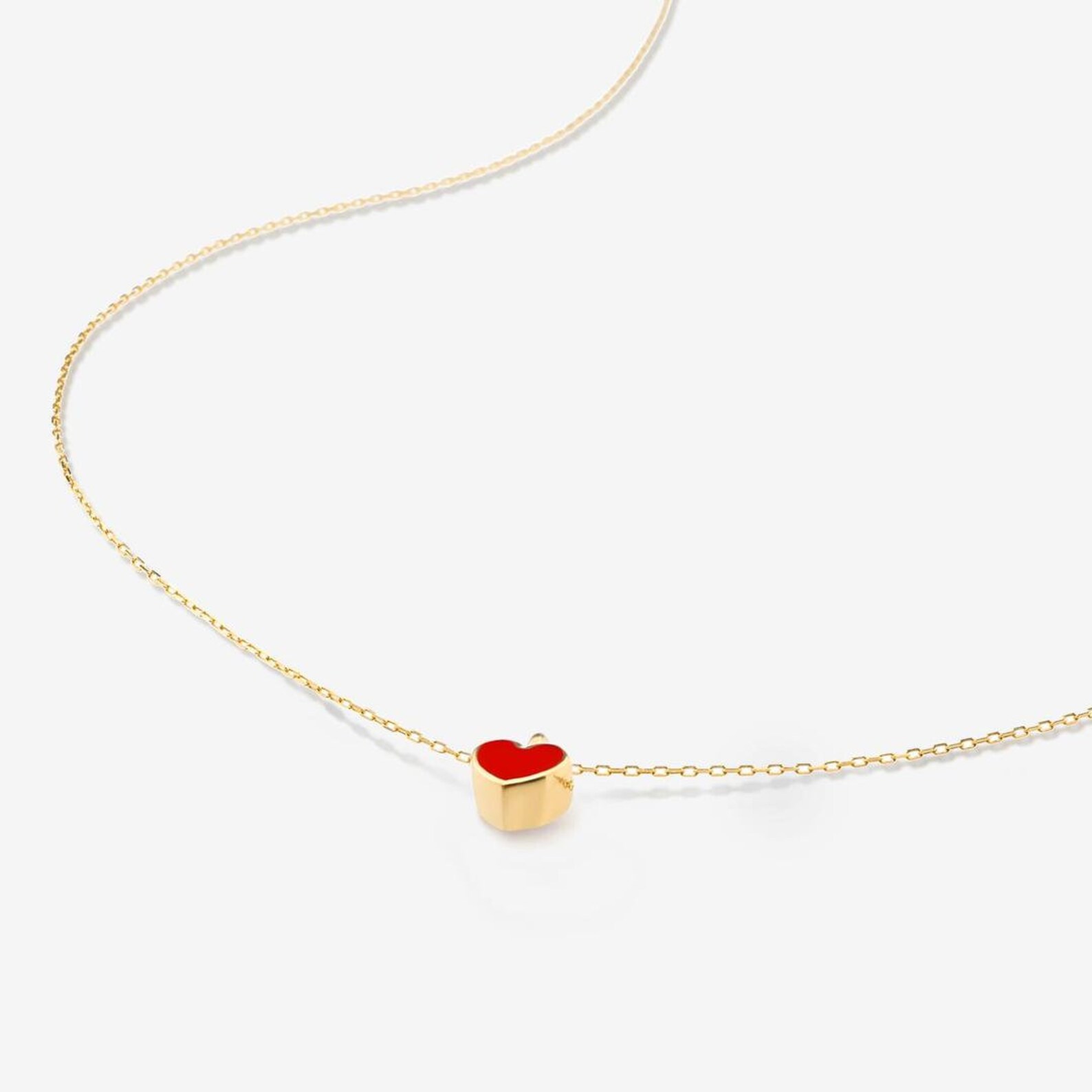 Small Red Heart Necklace / Handmade Heart Pendant in 14K Gold | Etsy