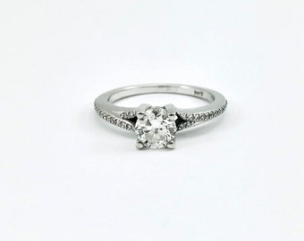 Diamond Engagement Ring, 14K White Gold Diamond Engagement Ring, Natural Diamond Engagement Ring