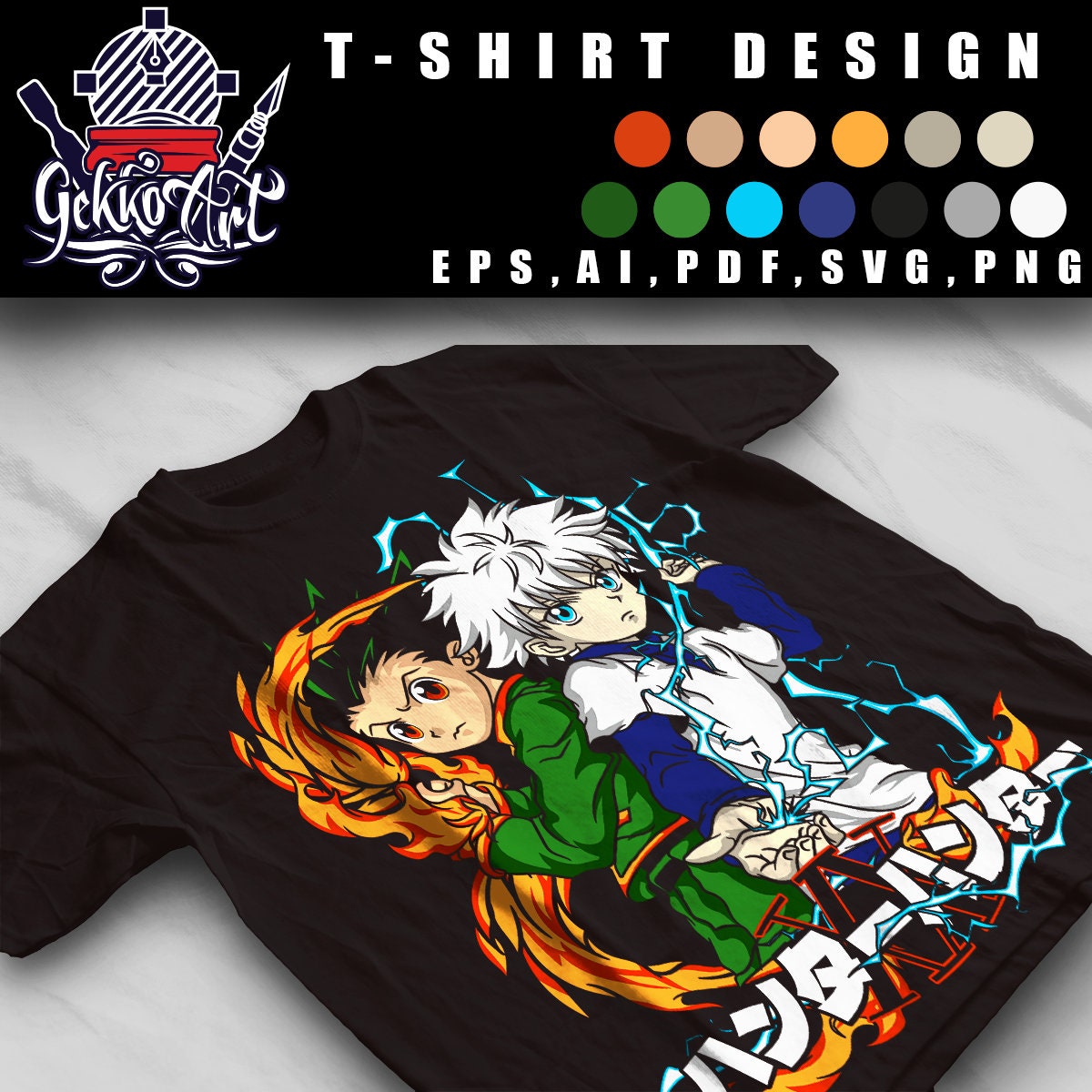 Vector anime hun_X / anime/ (pdf, eps, ai, svg, png for DTG DTF)comic…