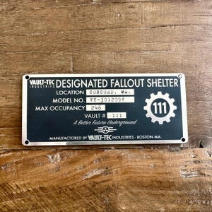 Kundenspezifische Bestellung Fallout Shelter Plakette