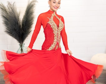 Ballroom Dance Dress | Latin Dress | Social Dance Dress | Dress Costume | Dance Competition Dress | Cha Cha Dance Dress | Ballroom Gown