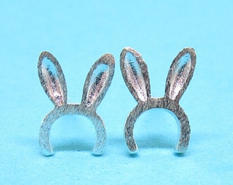 Tiny 925 Sterling Silver Bunny Ears Stud Earrings