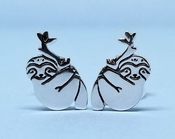 Tiny 925 Sterling Silver Sloth Stud Earrings