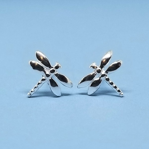 Tiny 925 Sterling Silver Dragonfly Stud Earrings