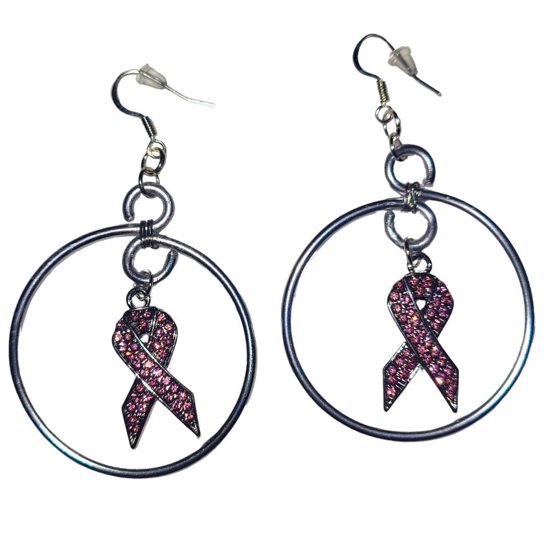 Hoop With Ribbon Rhinestone Pink Ribbon Hoop for Breast Cancer Awareness Month - Etsy