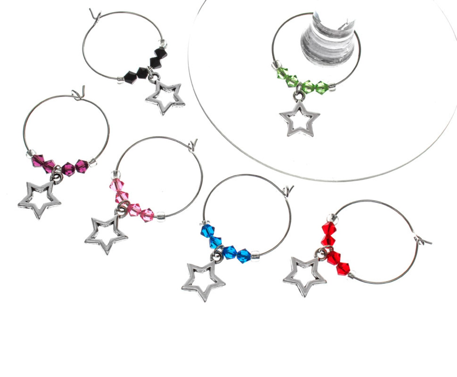 Starstruck Swarovski Wine Glass Charm Set of 6 Wine Glass Etsy UK