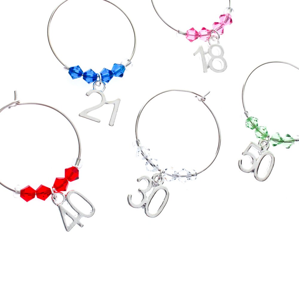 Swarovski Number Wine Glass Charms 50th Wine Glass Charm Etsy