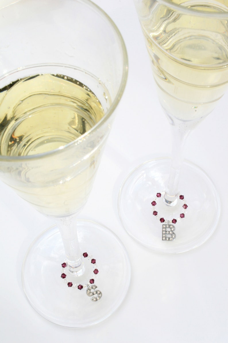 A Z Swarovski Indulgence Wine Glass Charms, Swarovski Wine Glass Charm, Letter Wine Glass Charm, Silver Wine Charm, Alphabet Wine Charm image 3