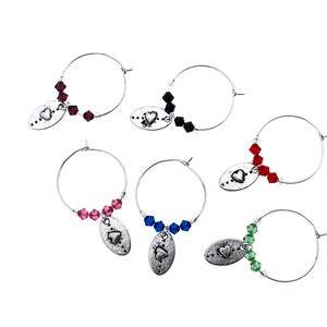 Smitten Swarovski Wine Glass Charm Set of 6, Wine Glass Charm, Wine Glass Markers, Silver Wine Charm, Swarovski Wine Charm image 2