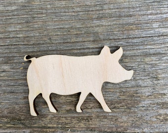 Wooden  pig, farm animals, various sizes, for crafts , decoration, natural wood