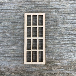 Wooden window, 12 pane  window, elf door window, window frame, doll house window,  various sizes, for crafts , decoration, natural wood