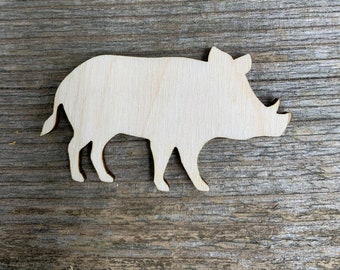 Wooden wild boar shape, various sizes, for crafts , forest animals, wooden animals, decoration, natural wood